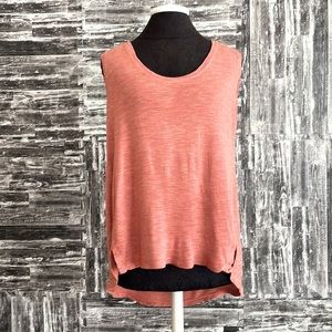 Madewell high low tank too scoop neck size Large 100% Viscose heather orange